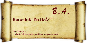 Benedek Anikó névjegykártya